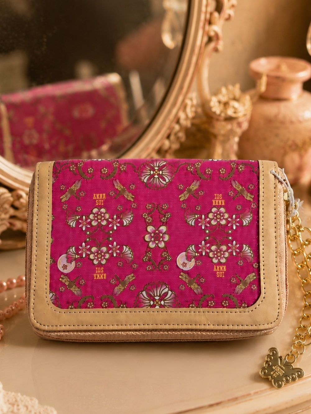 🌸✨ ANNA SUI Dragonfly Floral Wallet on Chain NWOT - Picture 7 of 7
